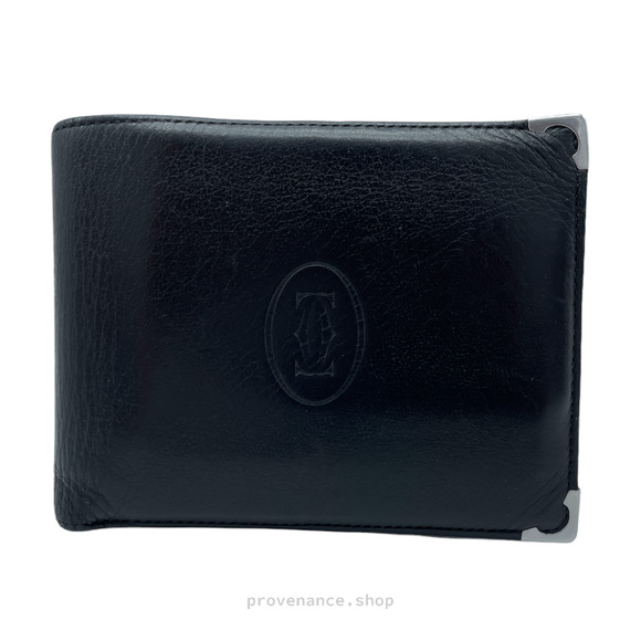 🔴 Cartier Bifold Wallet - Black & Burgundy Calfskin - Picture 1 of 8